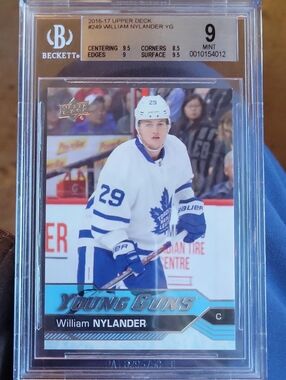 Graded 9 Bgs William Nylander Young Guns Hockey Card - Blue & White